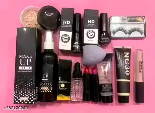 Combo Beauty products with liner, mascara etc.